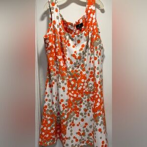 Ronni Nicole Orange and White Polka Dot Midi Dress   Size 22 W